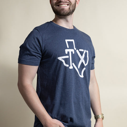 TX State - Heather Navy - T-Shirt