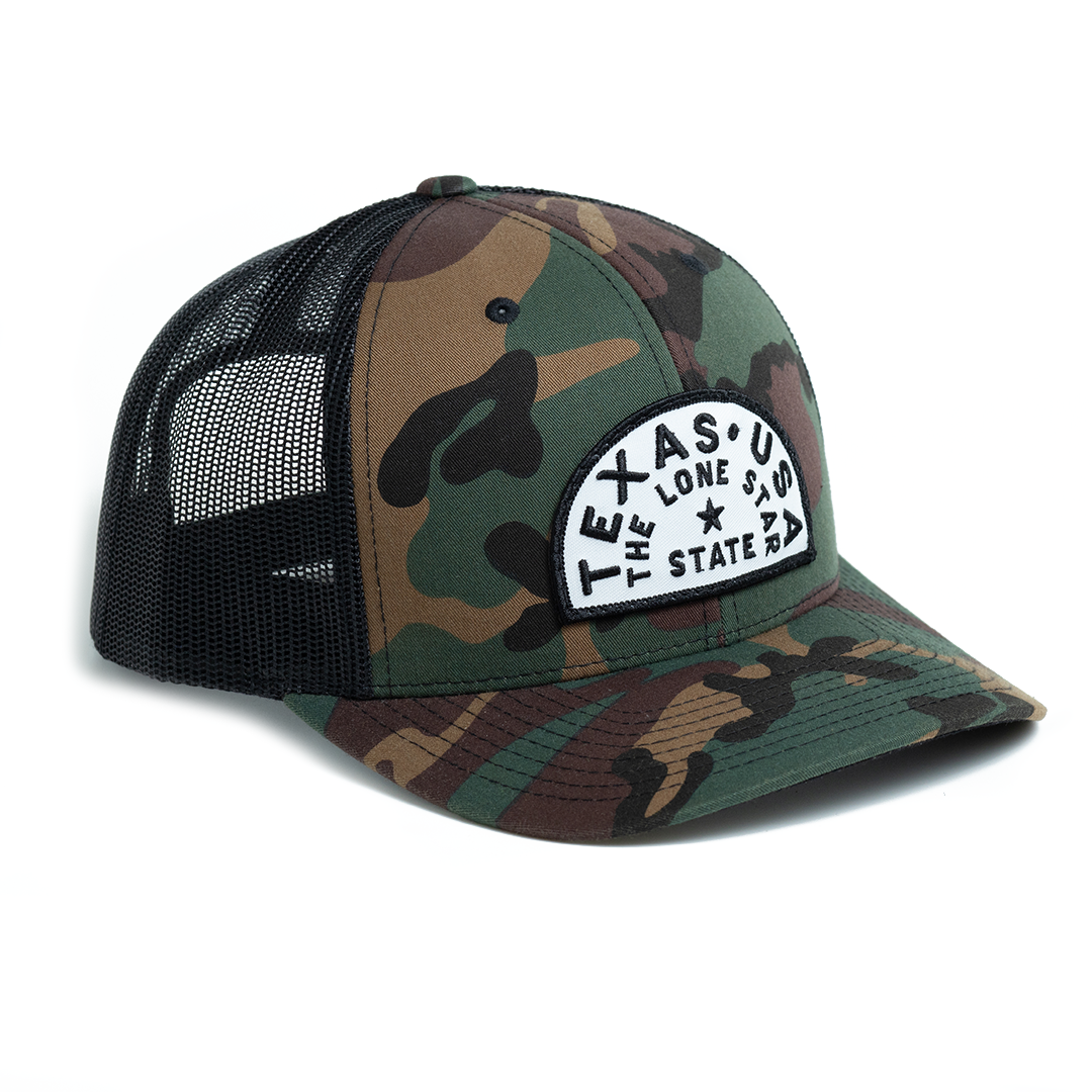 Texas USA Lone Star State  - Trucker Hat - Green Camo/Black