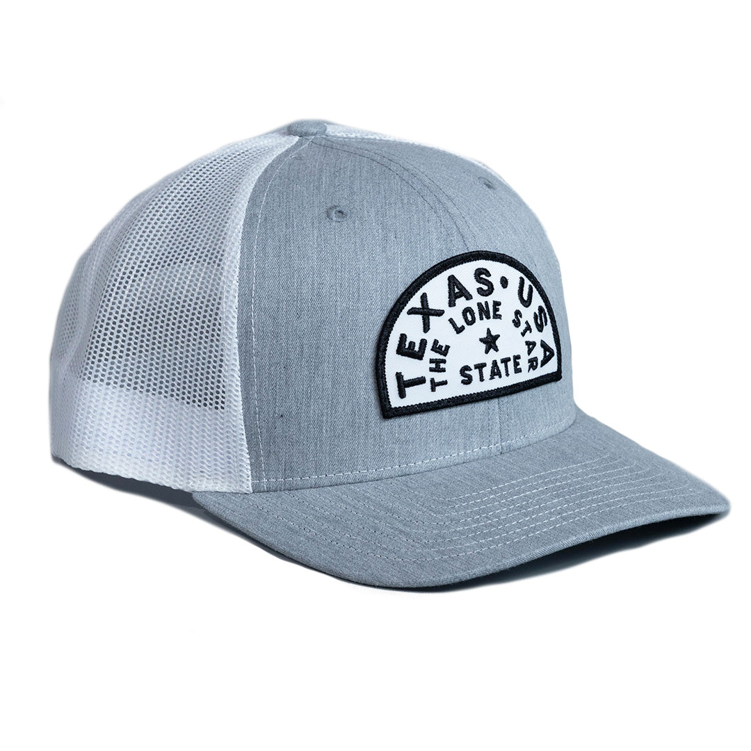Texas USA Lone Star State  - Trucker Hat - Heather Gray/White