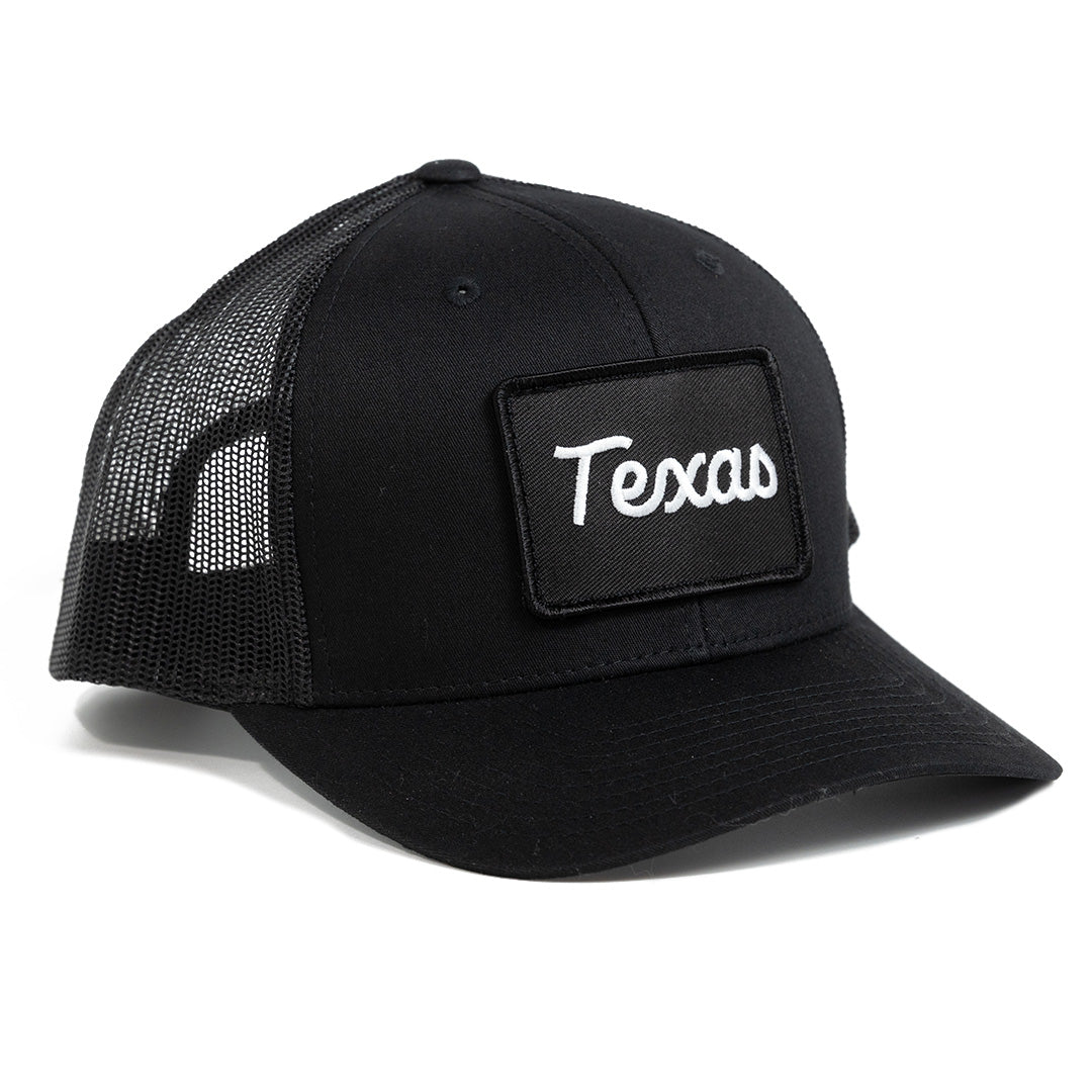 Texas Script TEX. - Heather Gray/Black - Trucker Hat | Texas Hats – TX Caps